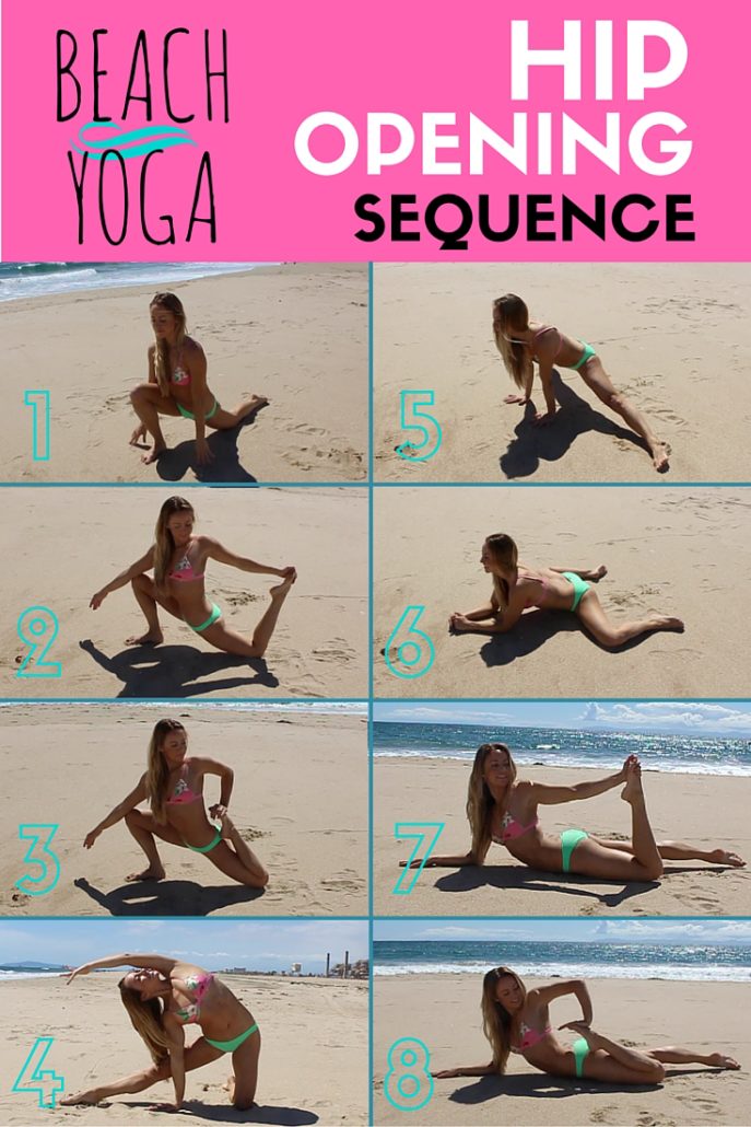 Beach Yoga - 6 Hip Stretches Yoga Sequence - ActionJacquelyn